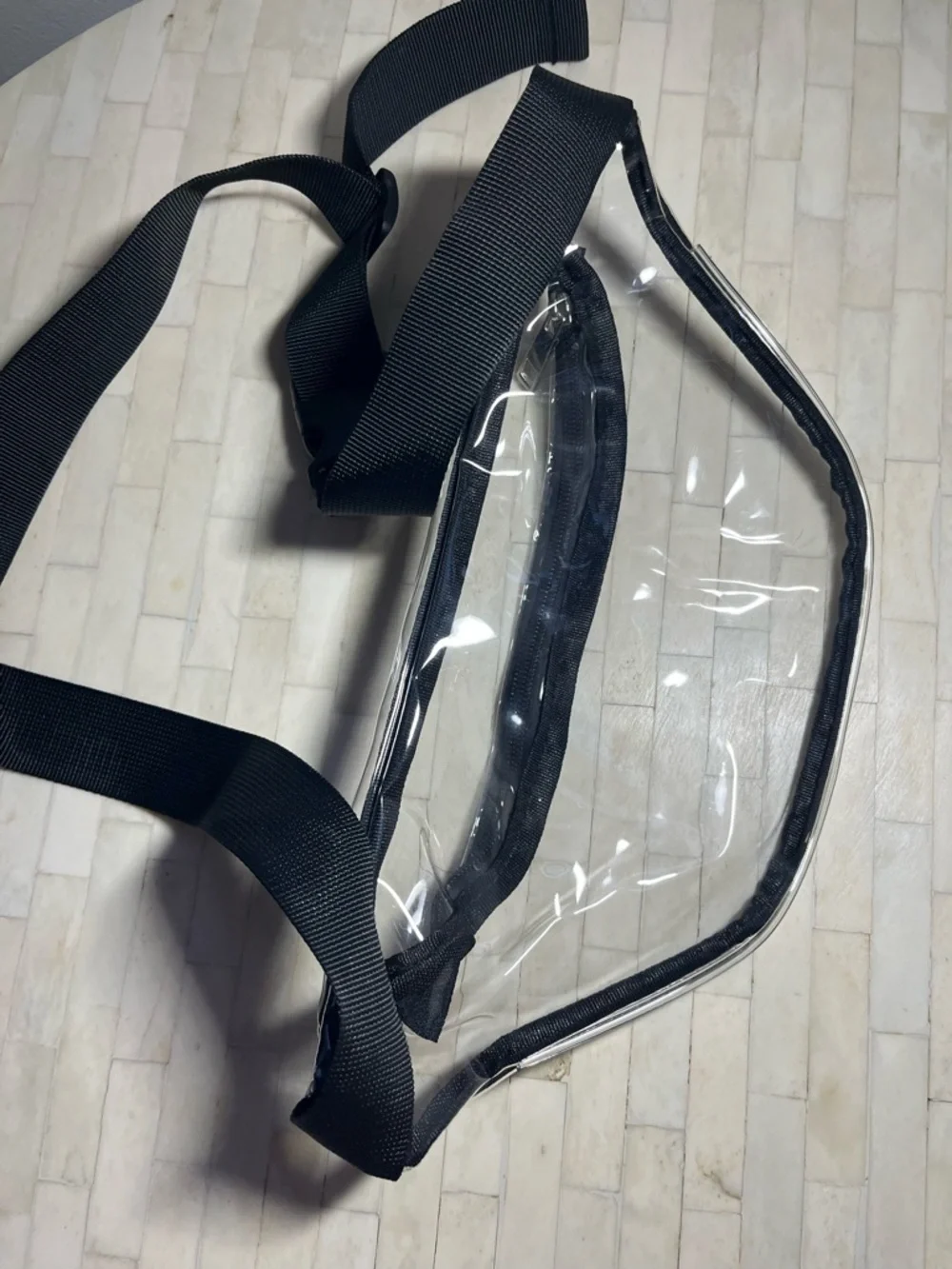 Transparent Belt Bag - Clear PVC Black Trim Fanny Pack - Picture 2 of 6